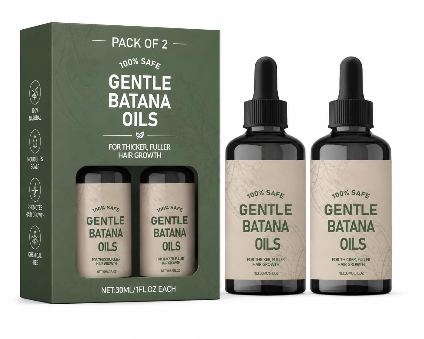 Herbs Wealth Gentle Batana Oils Hair Growth Oil with Jojoba Seed Oil, Deep Nourishing Serum for Thicker, Fuller Hair, 1 fl oz, 