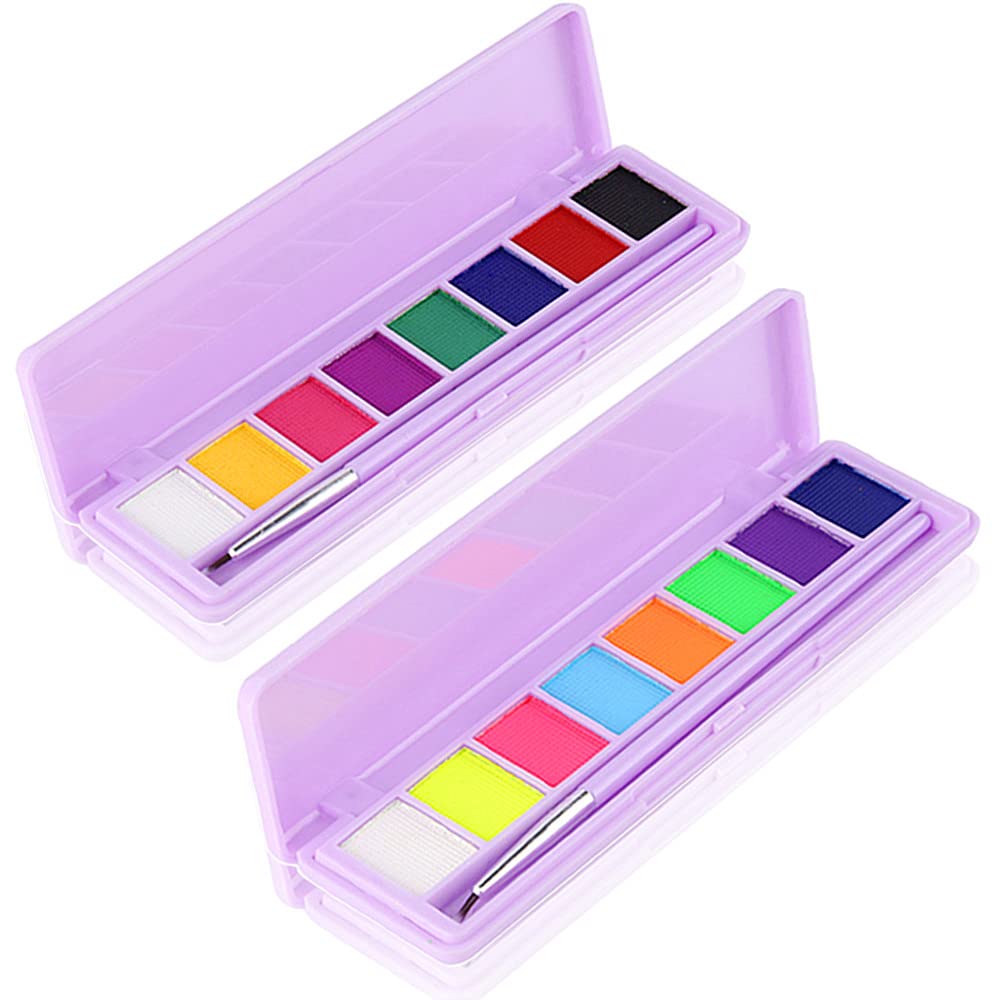 Go Ho 16 Colors Water Activated Eyeliner Palette,Highly Pigmented Bright Vibrant Fluorescent Rainbow Colorful Face And Body Pain