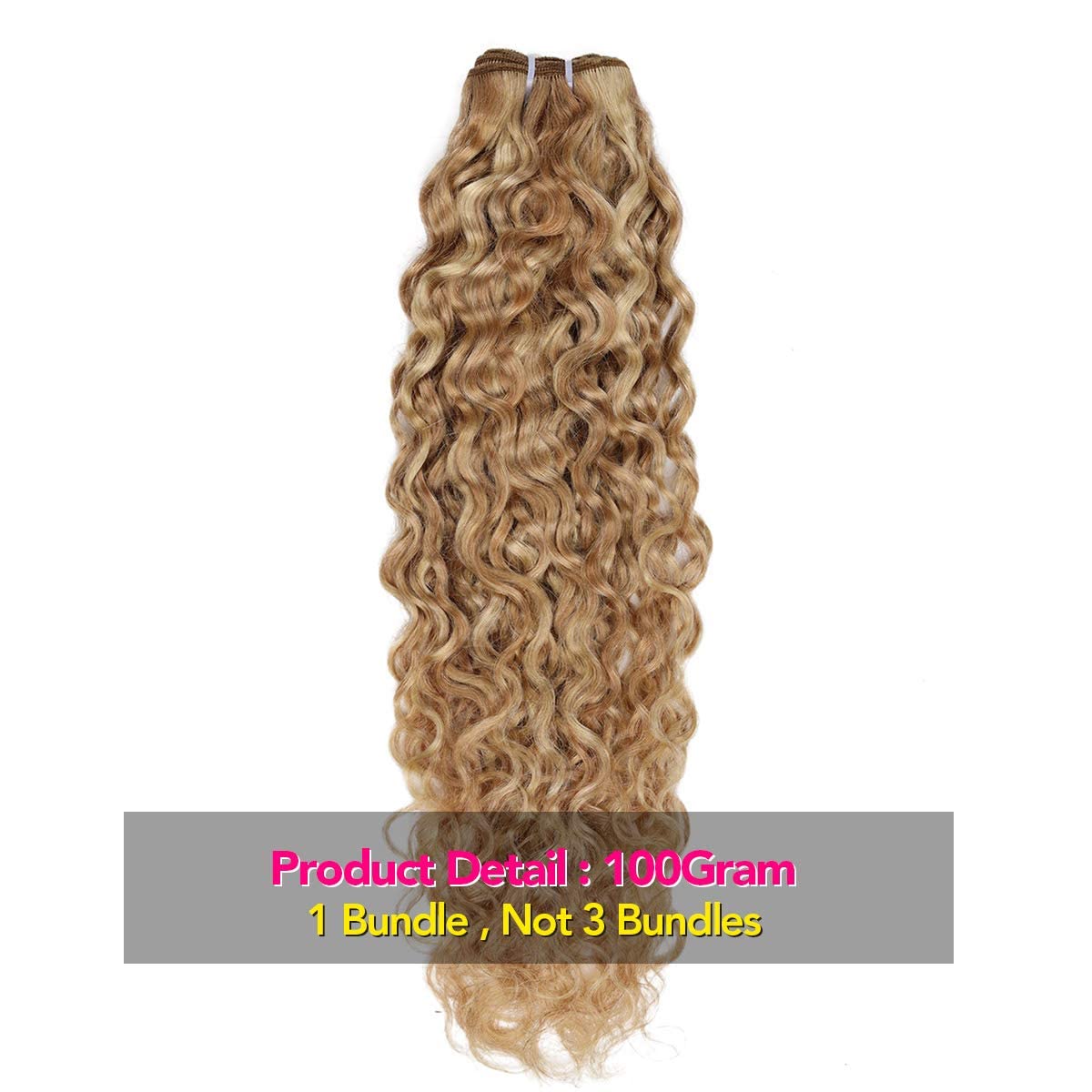 Fashion Line Brazilian P27/613 Water Wave Blonde Human Hair Extensions Unprocessed Human Hair Bundles Weft 1Pc 100G Piano Color
