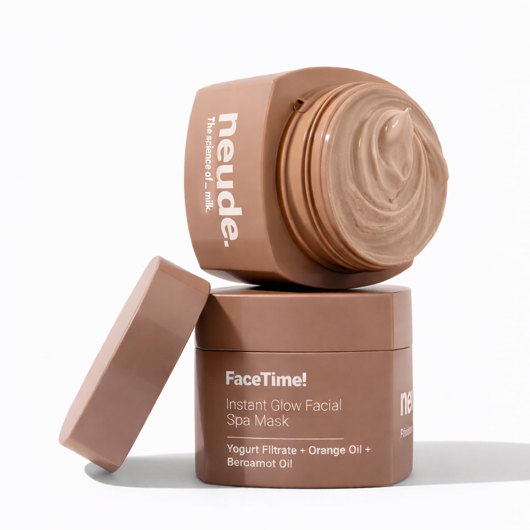 Neude Facetime Instant Brightening Glow Face Mask 50Ml - De-Tan Milk Face Pack With Yogurt Filtrate, Orange Oil & Kojic Acid For