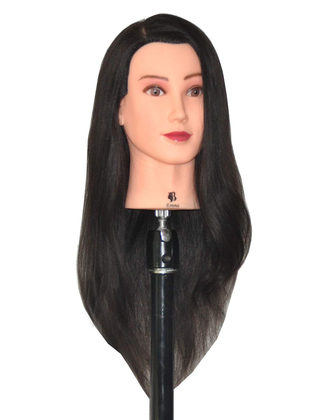 Bellrino 24'' Cosmetology Mannequin Manikin Training Head With 100% Human Hair With Table Clamp Holer - Emma (Emma+C)