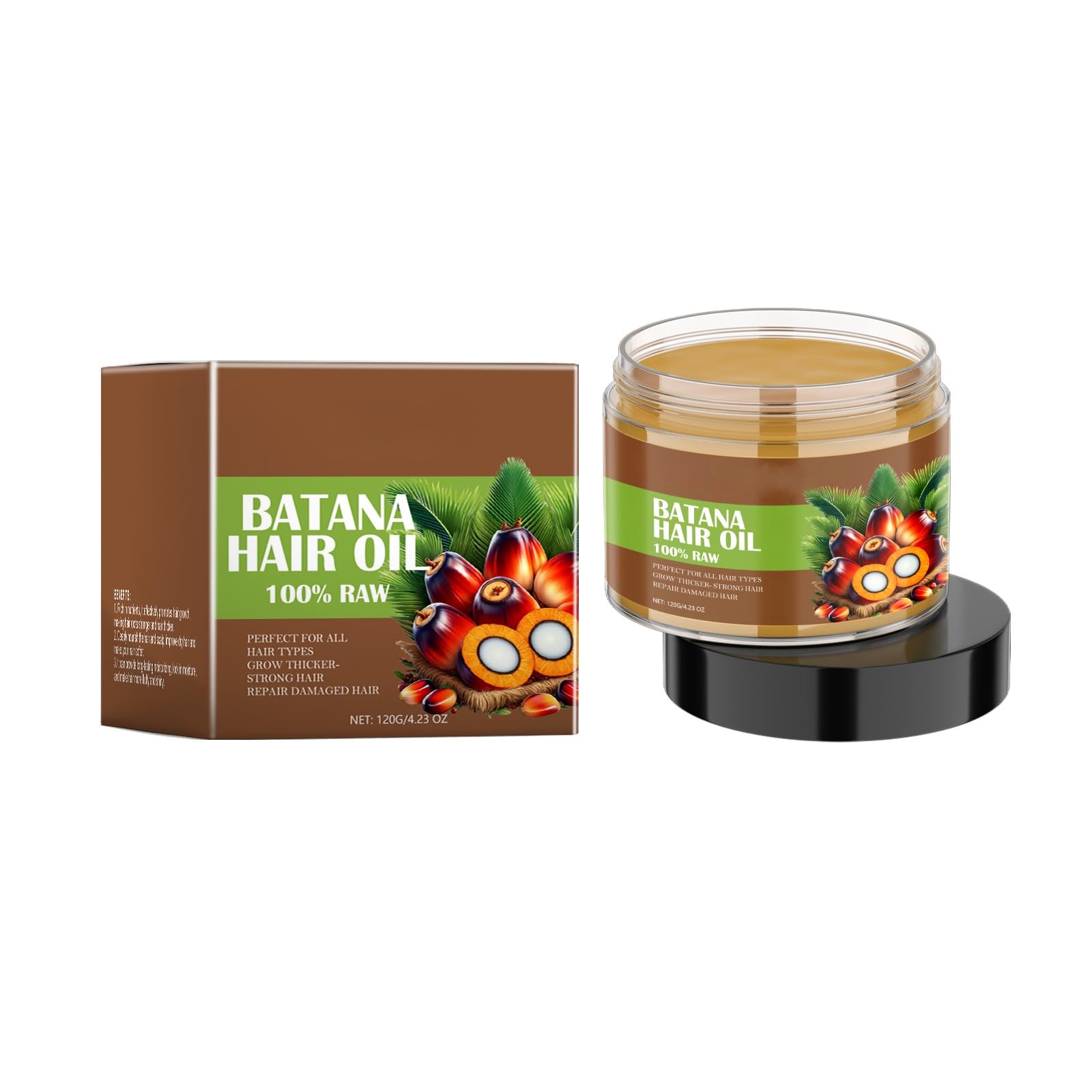 Herbs Wealth Batana Hair Oil, 100% Raw, Promotes Hair Growth, Deeply Nourishes, Reduces Hair Loss, for All Hair Types, 4.23 oz