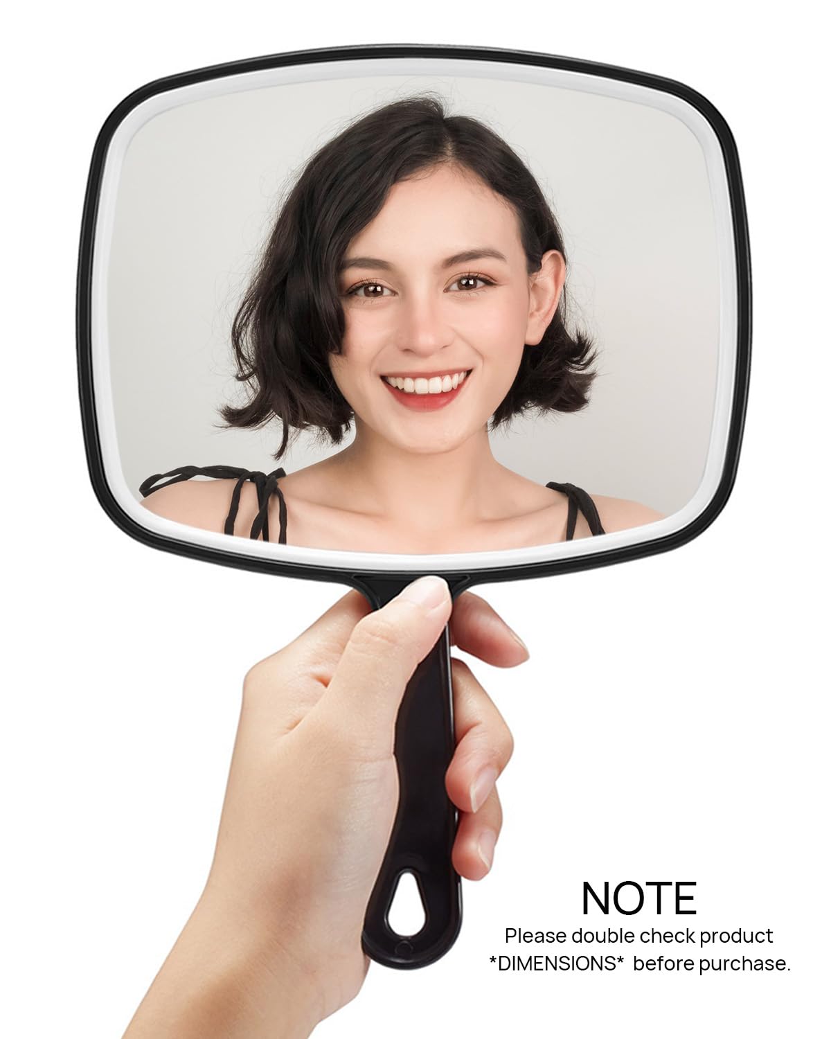 Omiro Hand Mirror, Large Black Handheld Mirror With Handle, 7.4'' W X 10.3'' L, Pack Of 3