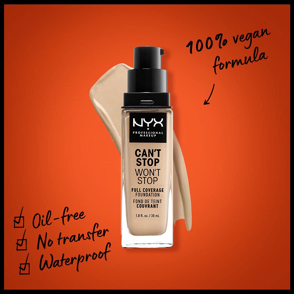 NYX PROFESSIONAL MAKEUP cant Stop Wont Stop Foundation, 24h Full coverage Matte Finish - Warm Vanilla