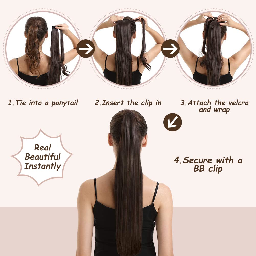 14'' Human Hair Ponytail Extension 70G #1 Jet Black 100% Remy Human Hair Wrap Around Long Ponytail Clip In Hair Extensions Strai