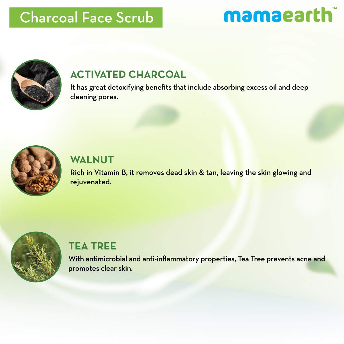 Mamaearth Charcoal Face Scrub With Walnut | Gently Exfoliates Dead Cells & Deeply Nourishes Skin | Cleanses Dirt & Excess Oil |