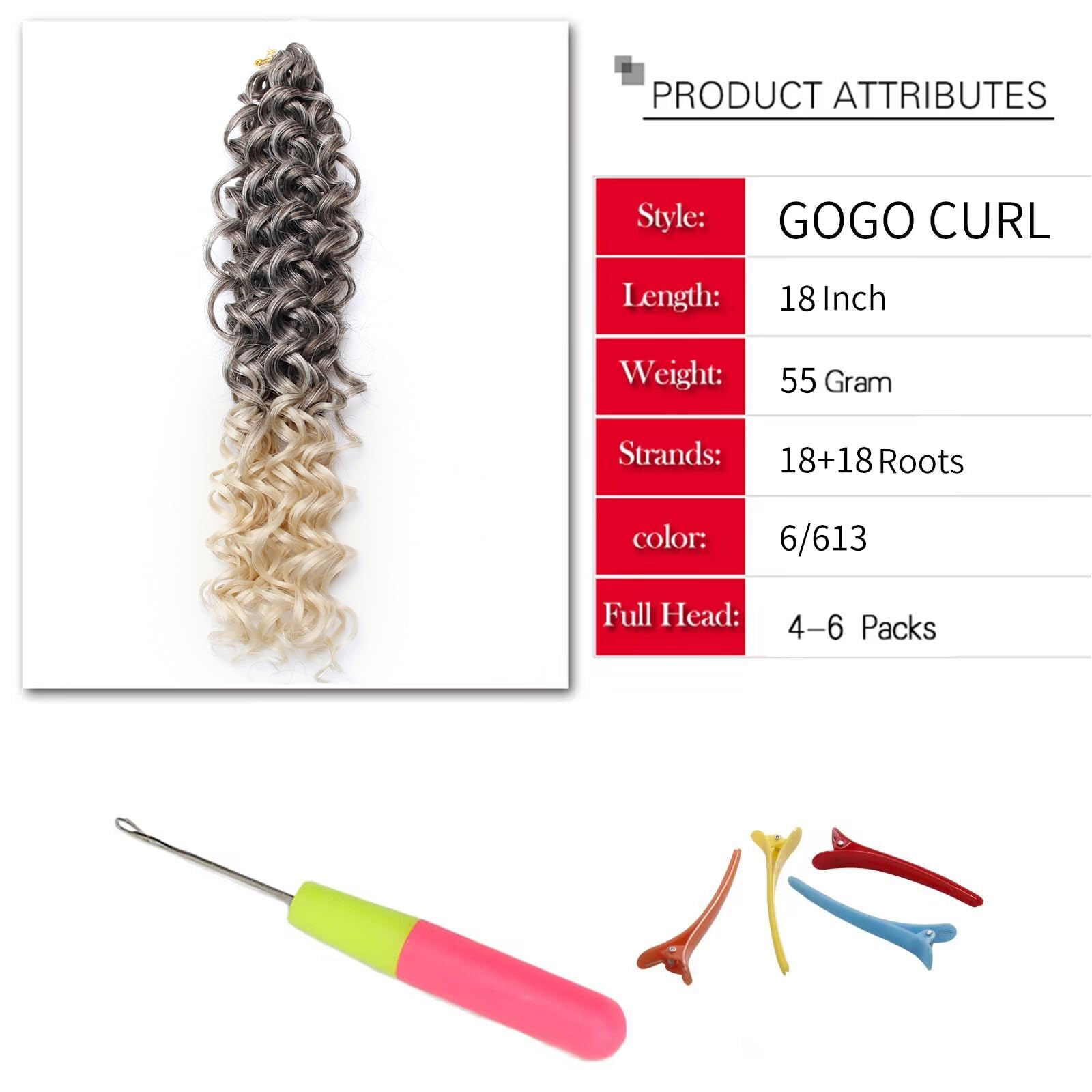 8 Packs Curly Crochet Hair Gogo Curl Crochet Hair For Black Women Deep Wave Braiding Hair,Synthetic Bohemian Crochet Braid Water