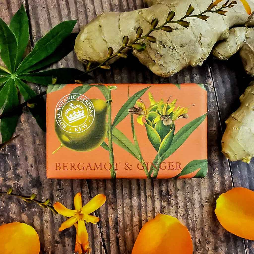 The English Soap Company Royal Botanical Gardens Kew Wrapped Soap Bar, Luxury Bergamot Shea Butter Soap Bar, Moisturising Soap B