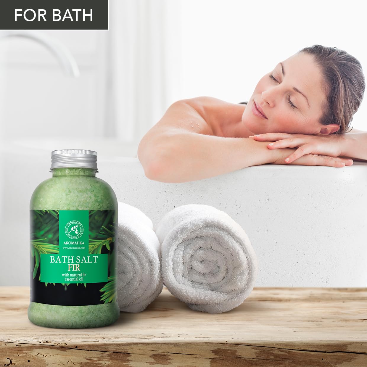 Fir Bath Salt With Natural Fir Essential Oil 21.16 Ounces - Natural Bath Sea Salt - Coniferous Salts - Best For Bath - Good Slee