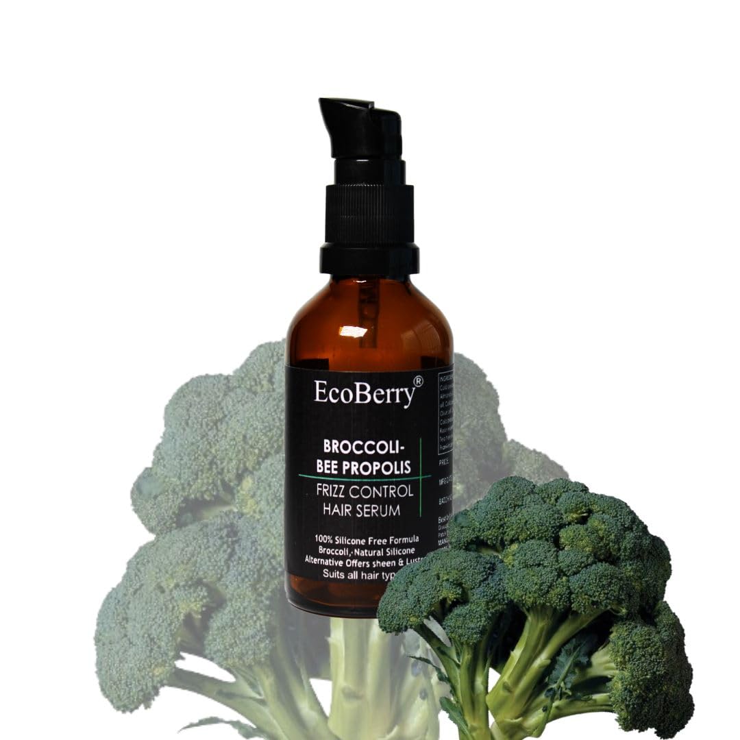 Ecoberry Broccoli Bee Propolis Hair Serum For Frizz Control & Shine | Moroccan Argan Oil | Leave In Treatment | Split End | Hair