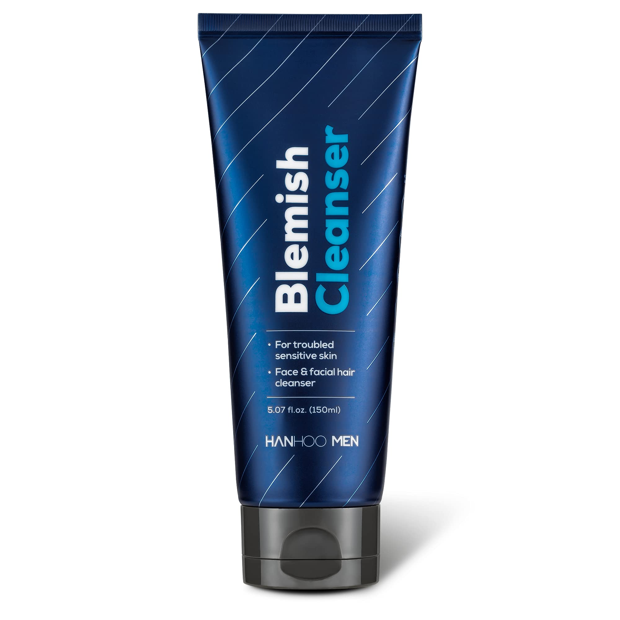 HANHOO Men's Blemish Cleanser | Tea Tree Oil, Probiotics and Hyaluronic Acid | Soothes Inflammation, Improve Hydration and Detox
