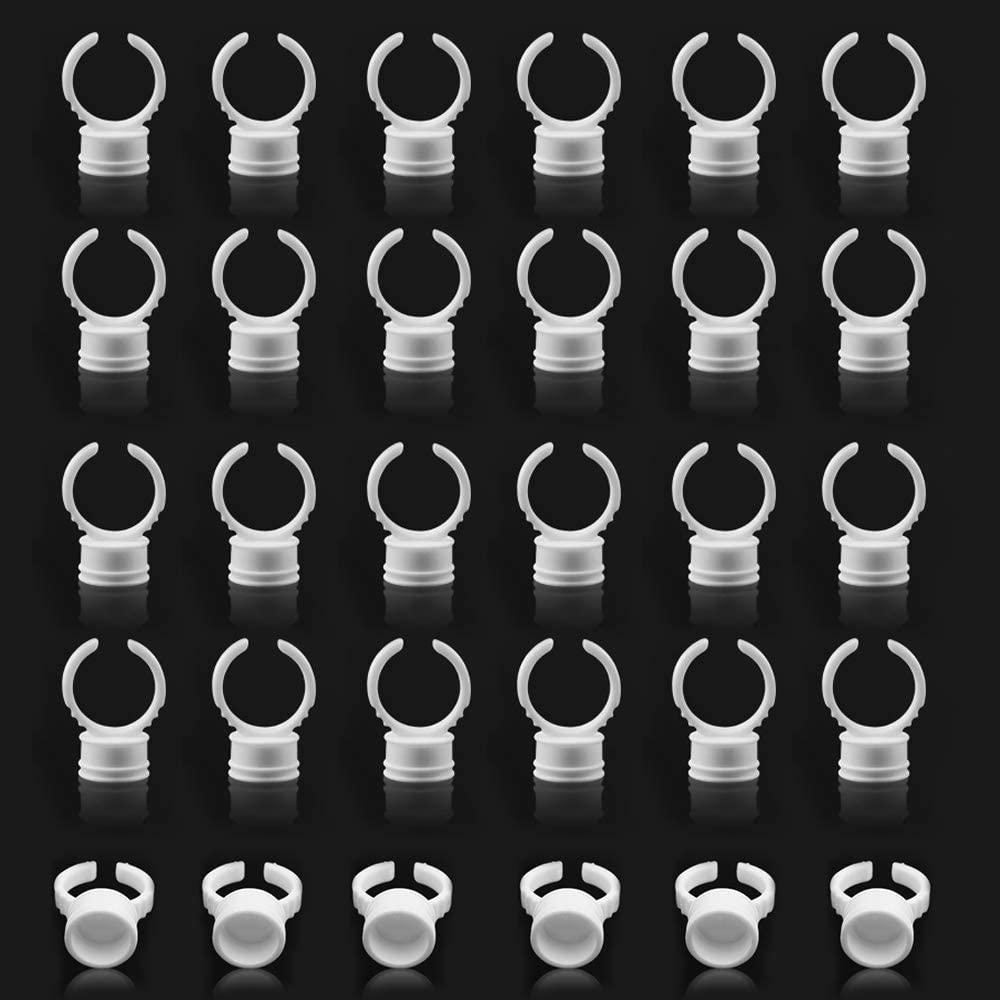 100Pcs Disposable Plastic Nail Art Tattoo Glue Pallet Holder Eyelash Extension Rings Adhesive Pigment Holders Ink Cup Rings Make