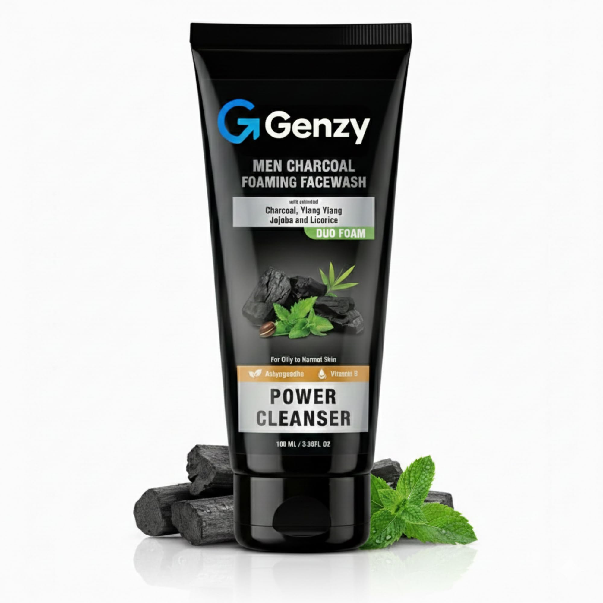 Genzy Activated Charcoal AntiPollution Face Wash For Men & Women | Deep Pore Cleansing, Oil Control, Acne Care | Detoxifies Dir