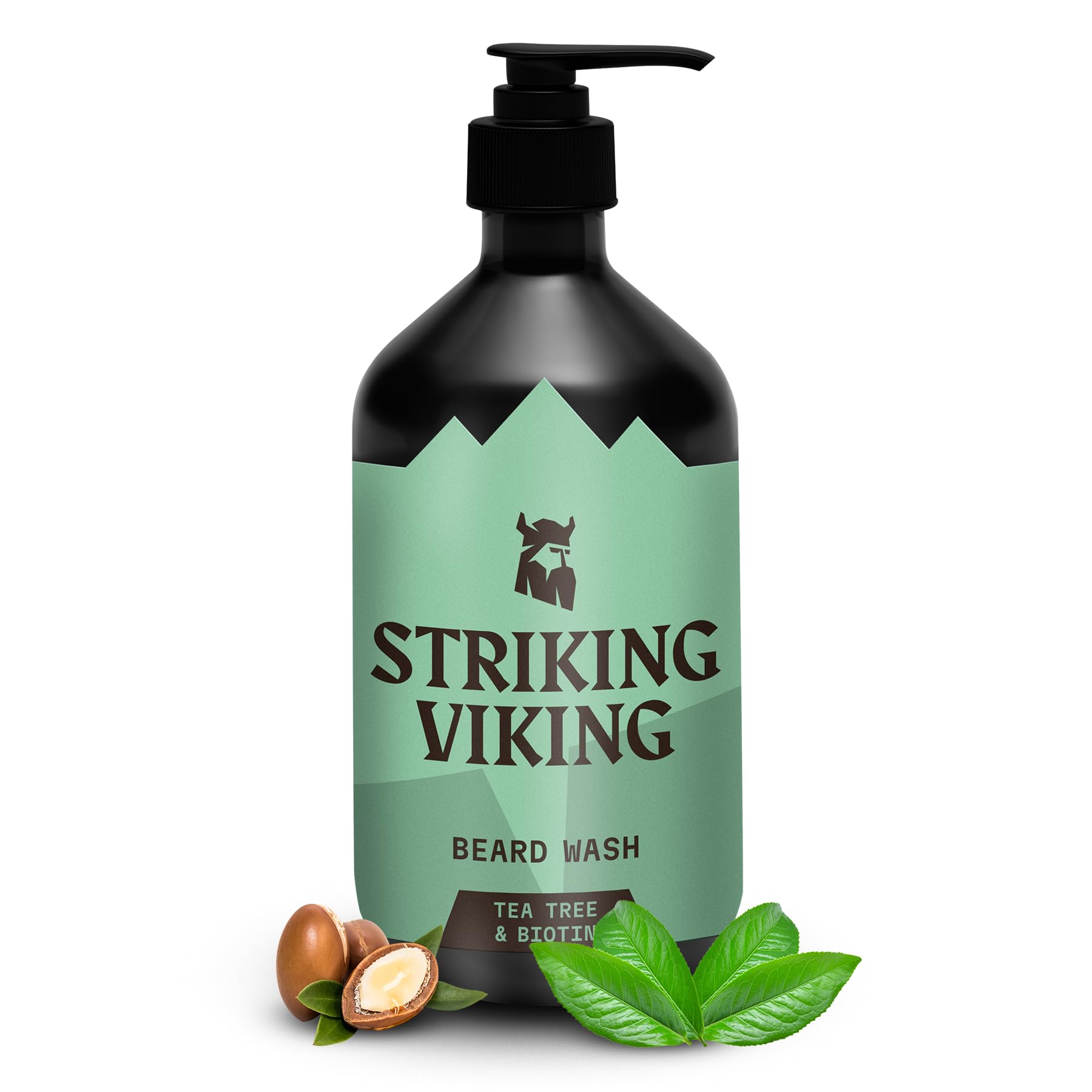 Striking Viking Beard Wash 17 Oz With Tea Tree & Biotin - Tea Tree Scented Beard Shampoo For Men Paraben & Sulfate Free - Deep C