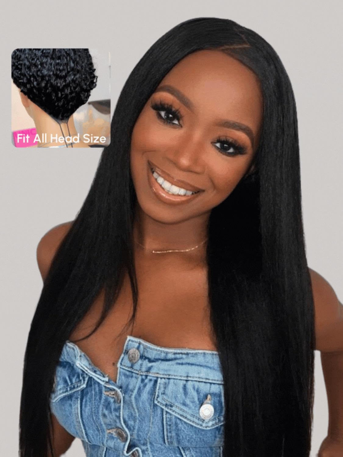 Beauty Forever V Part Wig Human Hair Yaki Straight Easicontour Vpart Wigs No Leave Out Glueless Upgraded Kinky U Part Wigs For W