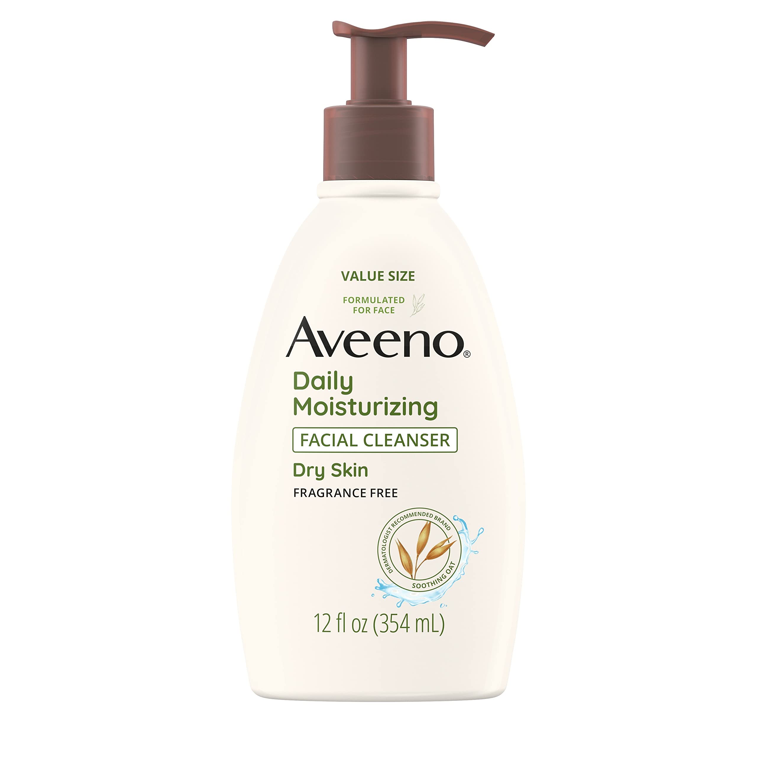 Aveeno Daily Moisturizing Facial Cleanser for Dry Skin, Gentle Face Cleanser with Soothing Oat for Skin that Feels Soft & Supple