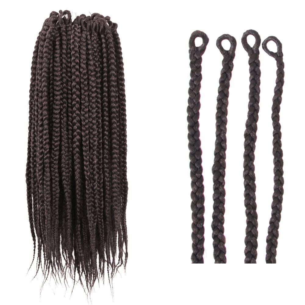 BOHOBABE Box Braids Crochet Hair 12 Inch 8 Packs Prelooped, Medium Short Brown Knotless Crochet Box Braiding Hair (4#)