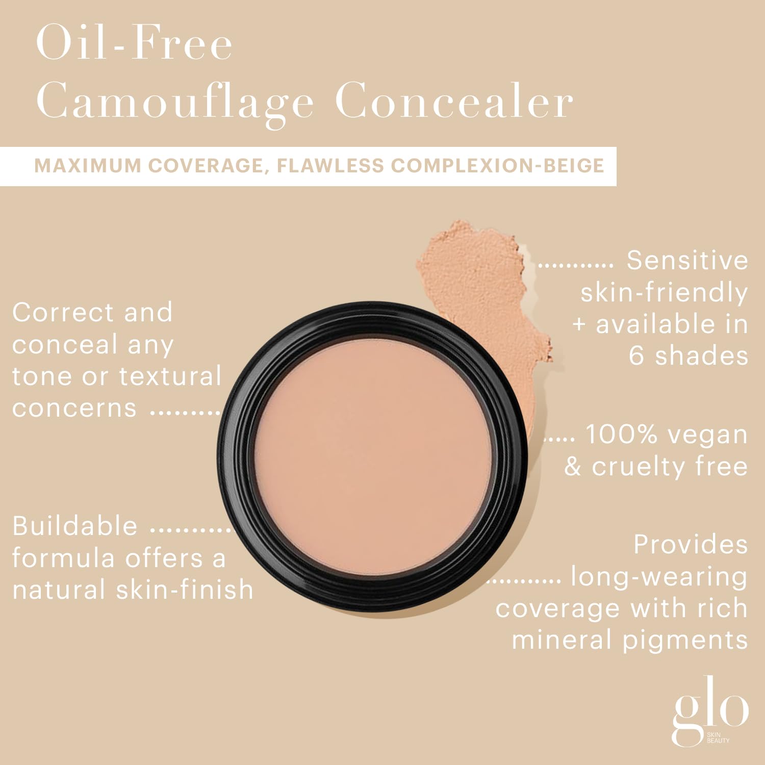 Glo Skin Beauty Oil-Free Camouflage Concealer - Correct And Conceal Imperfections, Blemishes & Dark Spots, Nourishing Makeup For