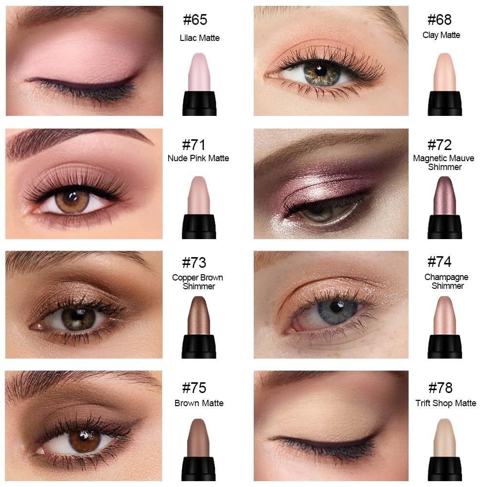 Kaely 8Pcs Cream Eye Shadow Sticks Set, Matte Shimmer Eyeliner Pencil Eyeshadow Palette Makeup, Eye Highlighter Brightener Stick
