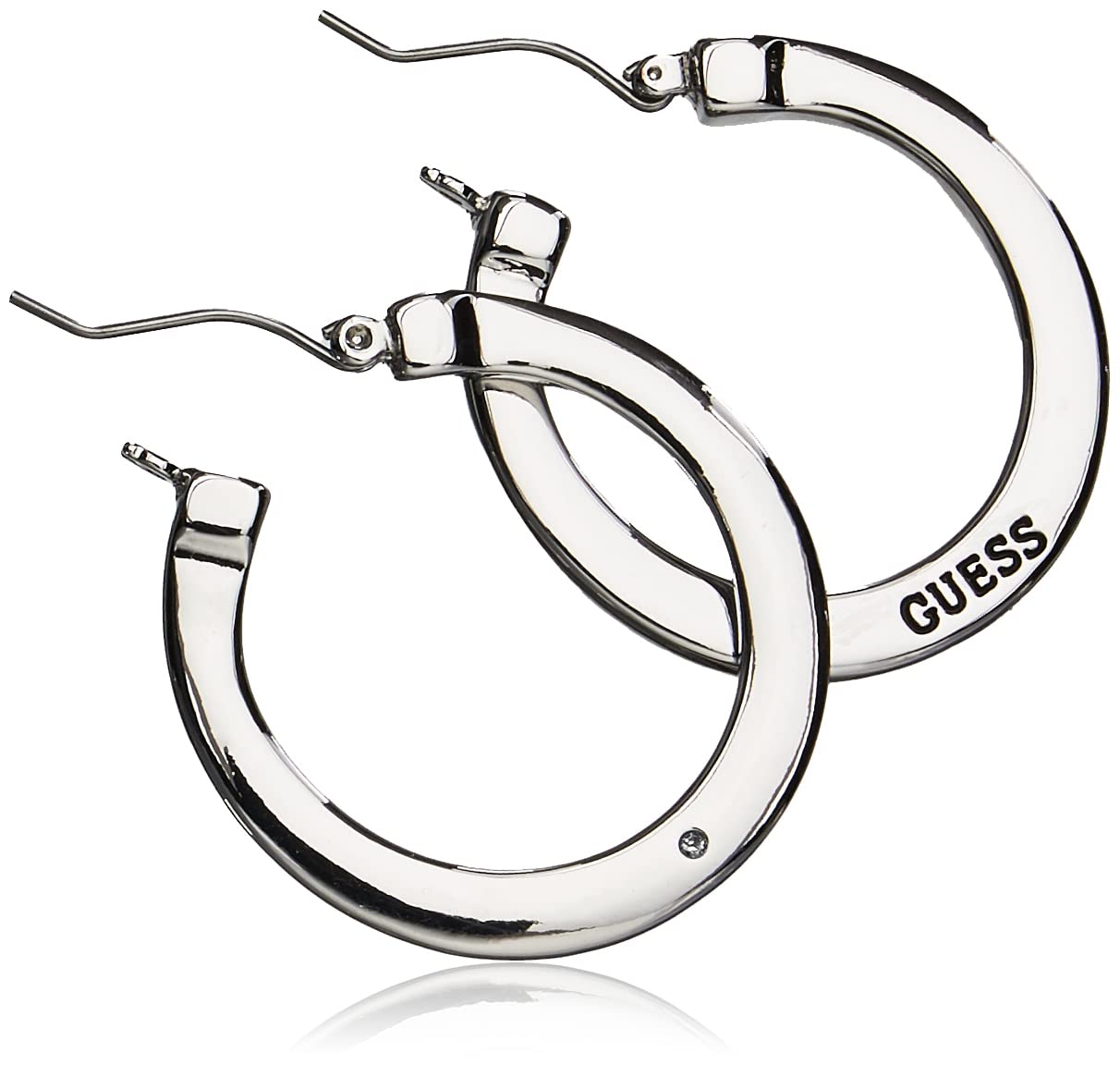 GUESS Basic Silver Logo Small Hoop Earrings