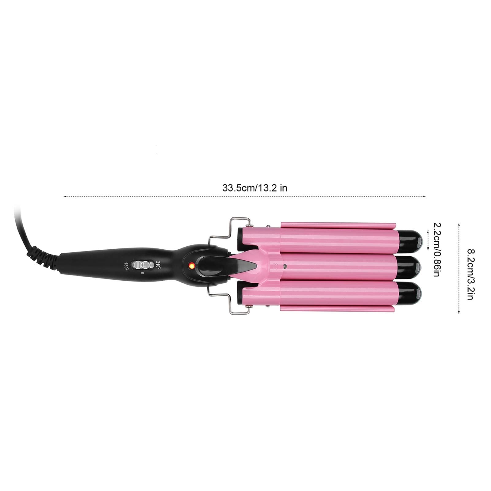 Hair Curling Tongs, 3 Barrel Hair Curler, Tourmaline Hair Curling Iron with 2 Temperature Class, Quick Heating Electric Hair Wav