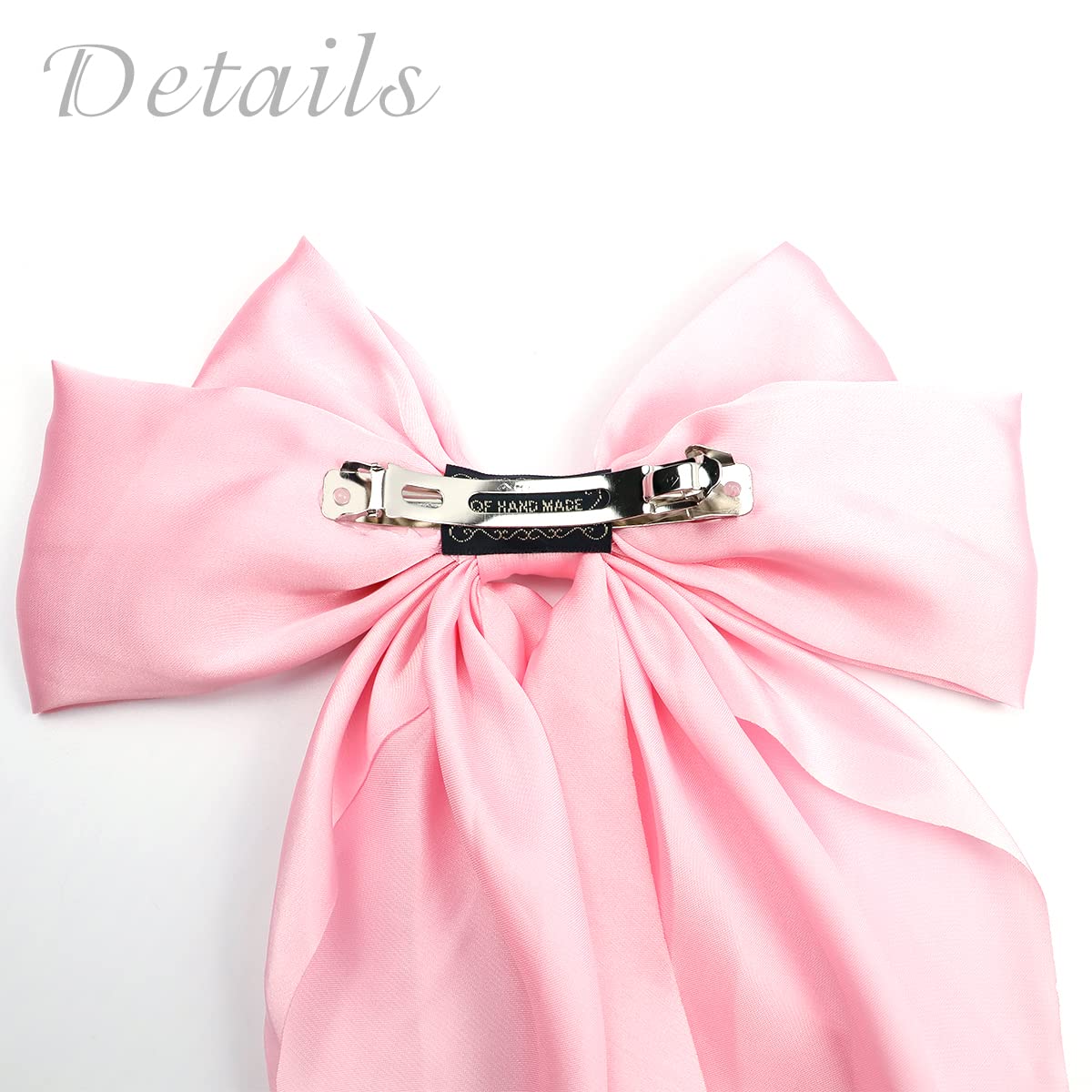4 Pieces Silky Satin Hair Bows Ribbon Hair Barrettes Clip Large Bow Hair Slides Metal Clips French Barrette Long Tail Hair Acces