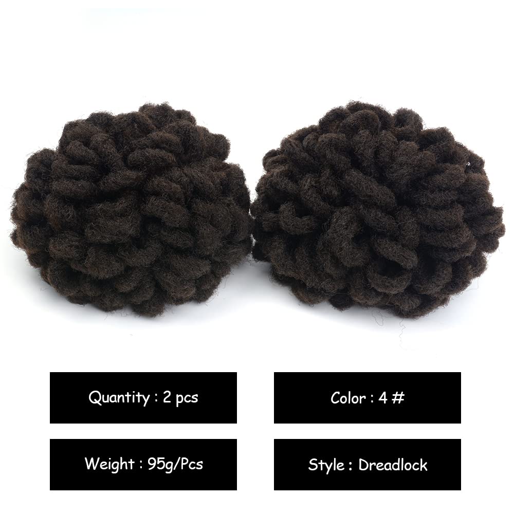 Yinmei Baibian 2Pcs Dreadlocks Bun Drawstring Ponytail Hair Afro Locs Petal Buns Synthetic Nature Color Clip In On Braided Faux