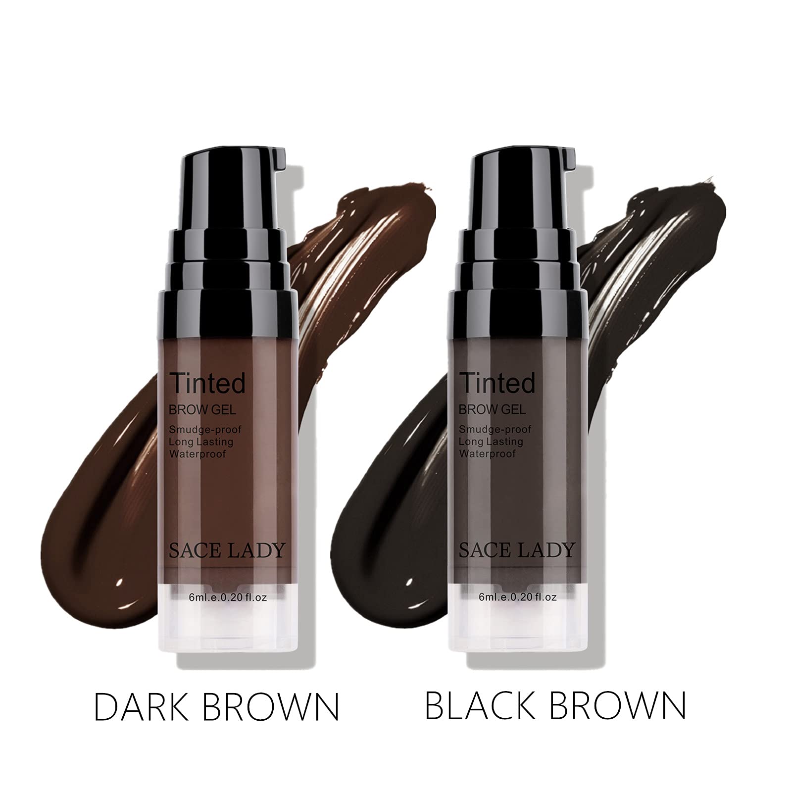 2 Colors Long Lasting Eyebrow Gel Set With Eyebrow Brushes For Waterproof Eyebrow Make Up, Eyebrow Tint Corrector Kit, Intense B