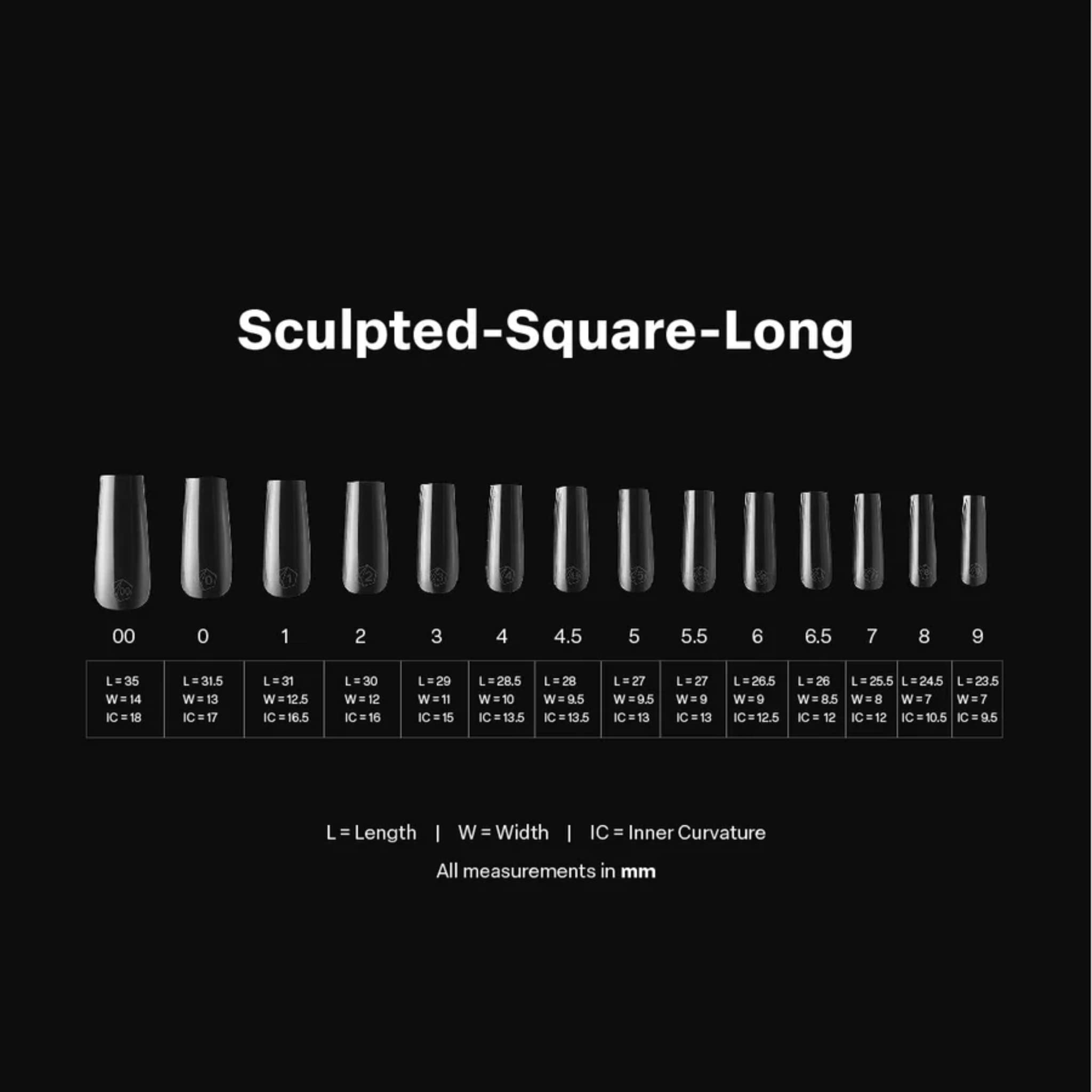 Apres Gel-X Sculpted Square Long 2.0 Box Of Tips 14 Sizes 600 Pcs