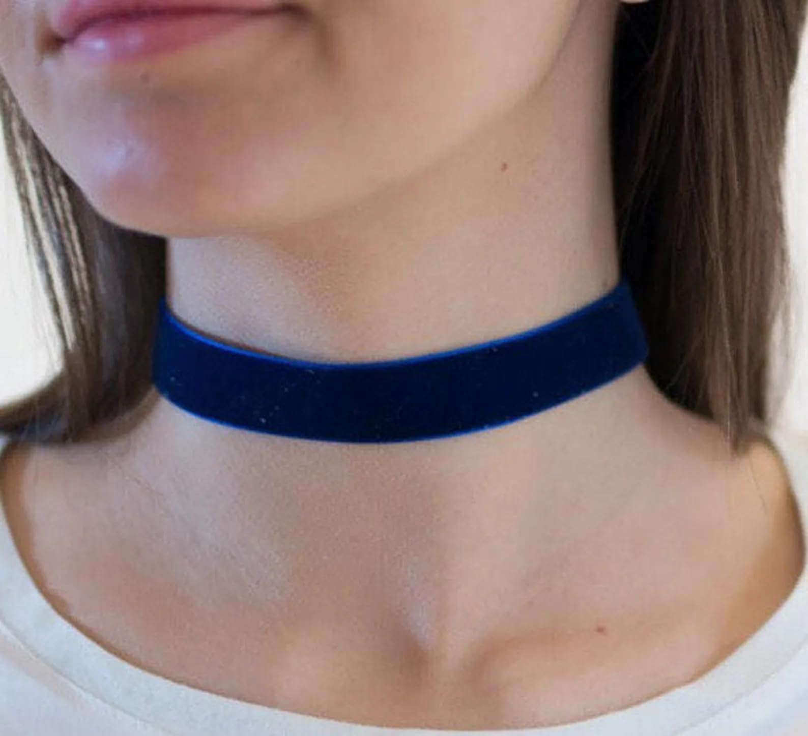 (Royal Blue) Classic Handmade Velvet choker, Vintage Necklace for Women with Extension, Perfect for Christmas, Halloween, Valent