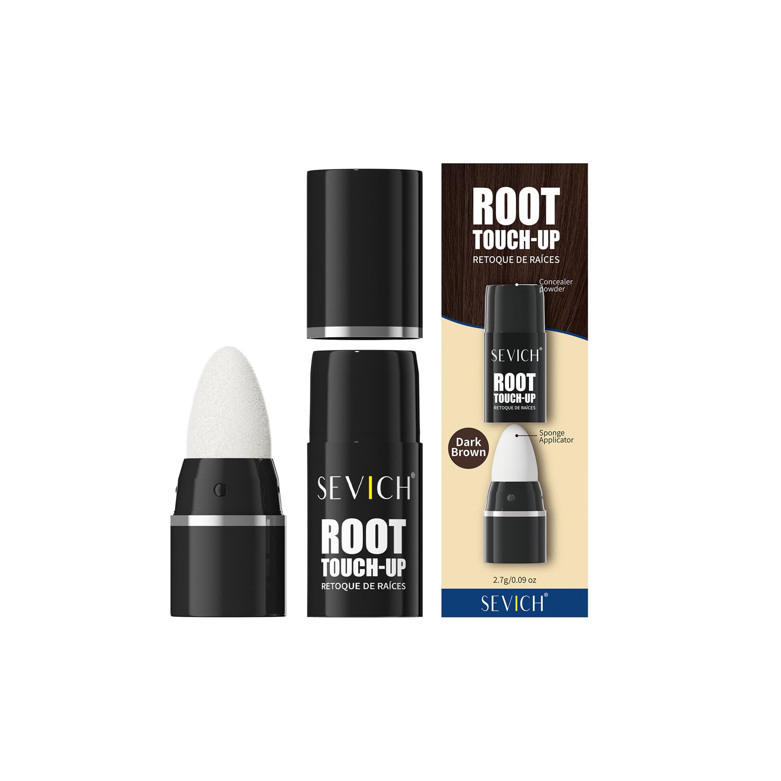 SEVICH Root TouchUp Stick,Mushroom Tip Hairline Powder for Women Men,Waterproof & Sweatproof Temporary Hair Concealer for Gray 