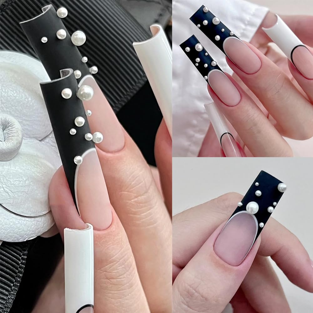 Multi Sizes Round And Half Round Pearls 3D Nail Charms, White Flatback Pearls Nail Jewelry For Women Girls Manicure Nails Suppli