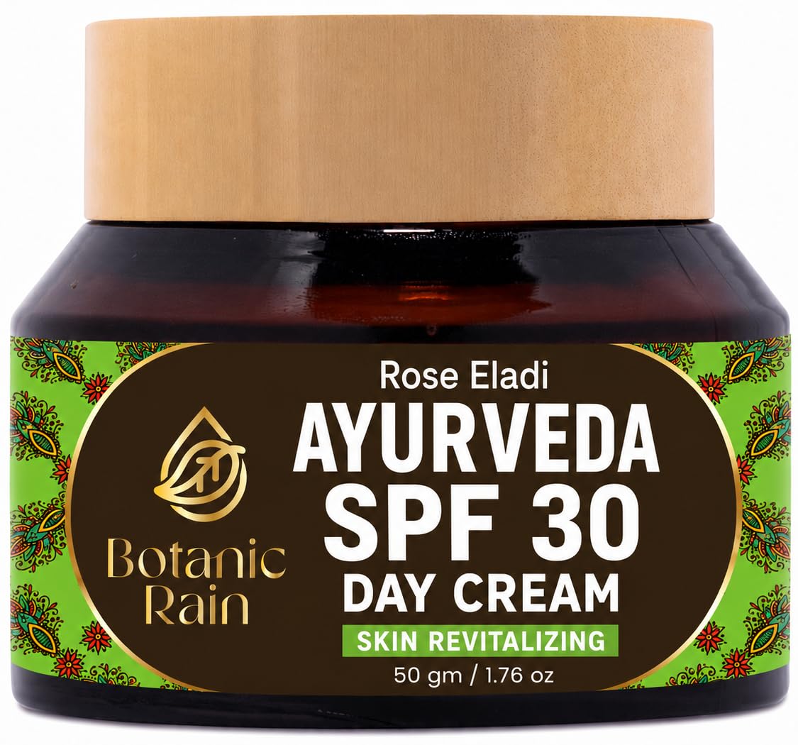 Ayurvedic SPF 30 Face Moisturizer - Rose Eladi Daily Hydrating Cream, Lightweight Non-Greasy Sun Protection for Men & Women, 1.7