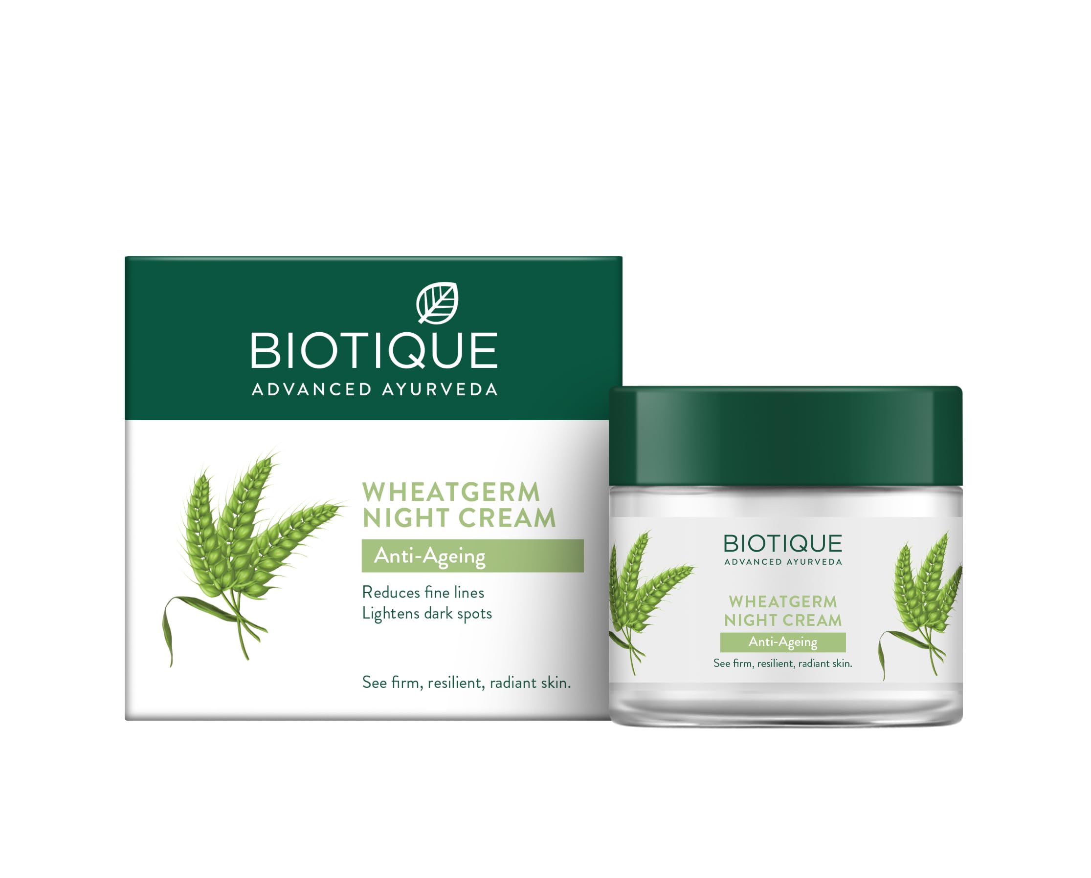 Biotique Wheat Germ Anti- Ageing Night Cream | Reduces Fine Lines | Lightens Dark Spots 75Ml