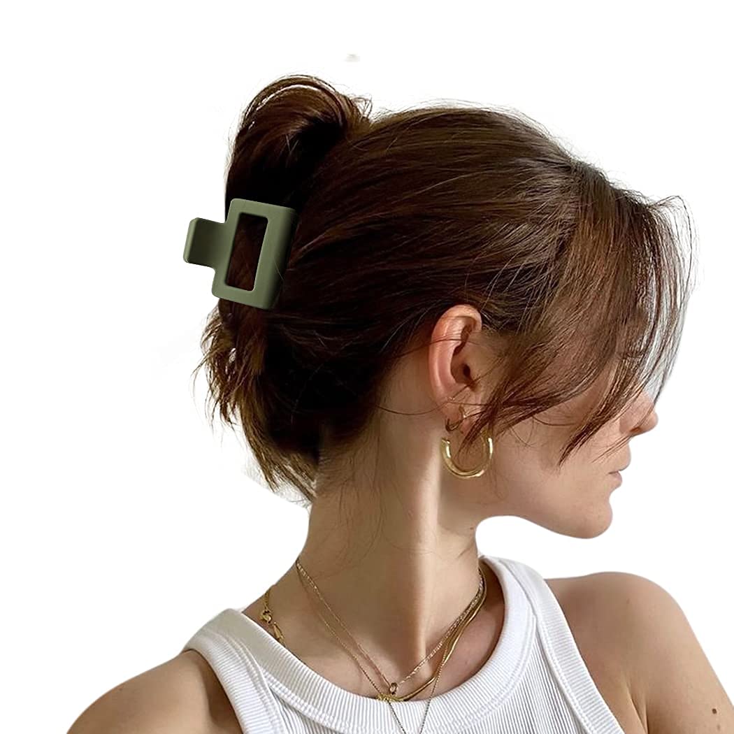 Bmobuo 4 Pcs Matte Square Hair Claw Clips For Thick Hair - Cute Hair Clips For Women