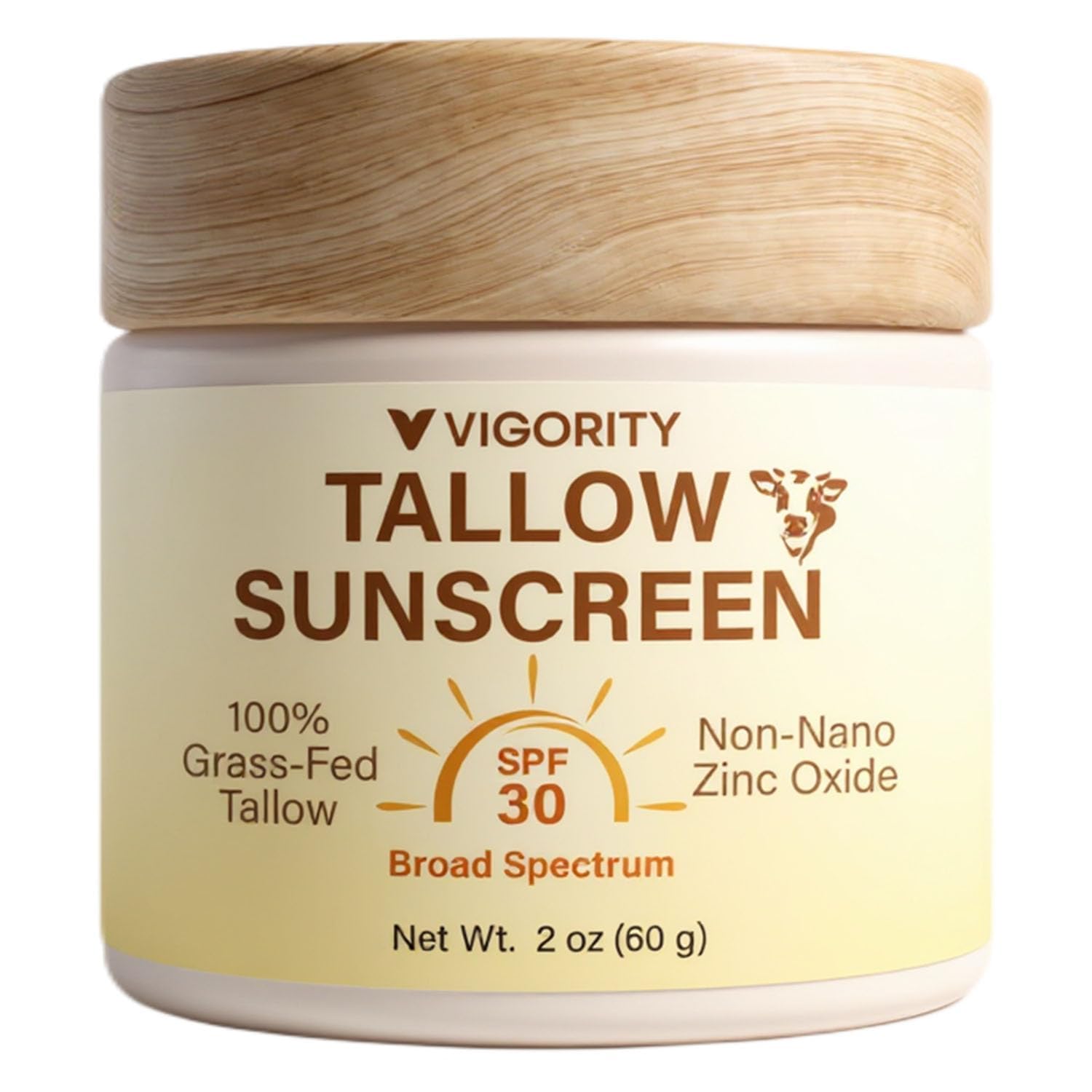 Beef Tallow Sunscreen with Clear Zinc: Non-Toxic SPF 30 Sunscreen for Face & Body, Natural Sunblock with Nourishing Tallow & Bot