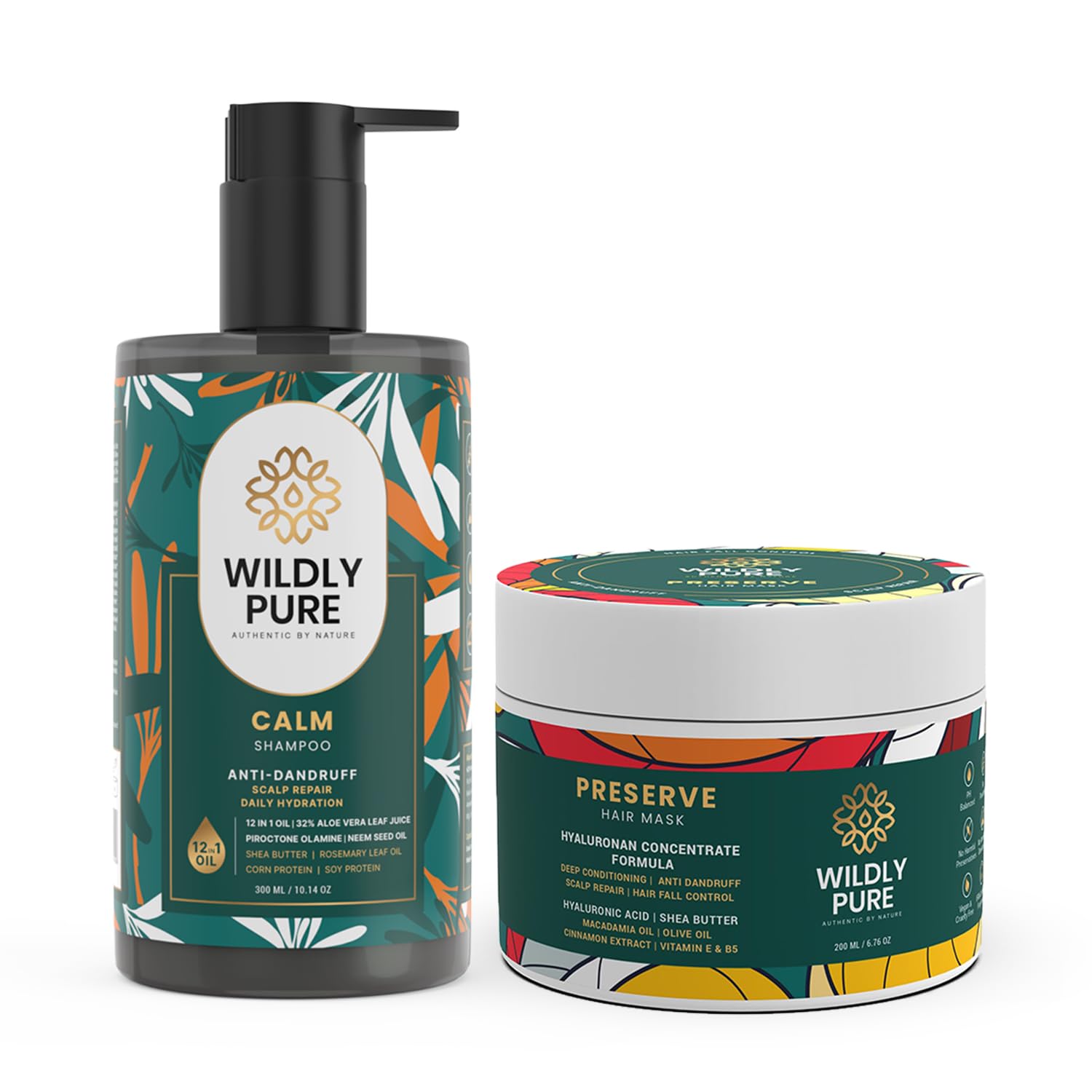 Wildly Pure Anti Dandruff Shampoo & Hair Mask | Visible Reduction In Hairfall & Dandruff | Plant Keratin & 12 Essential Oils | S