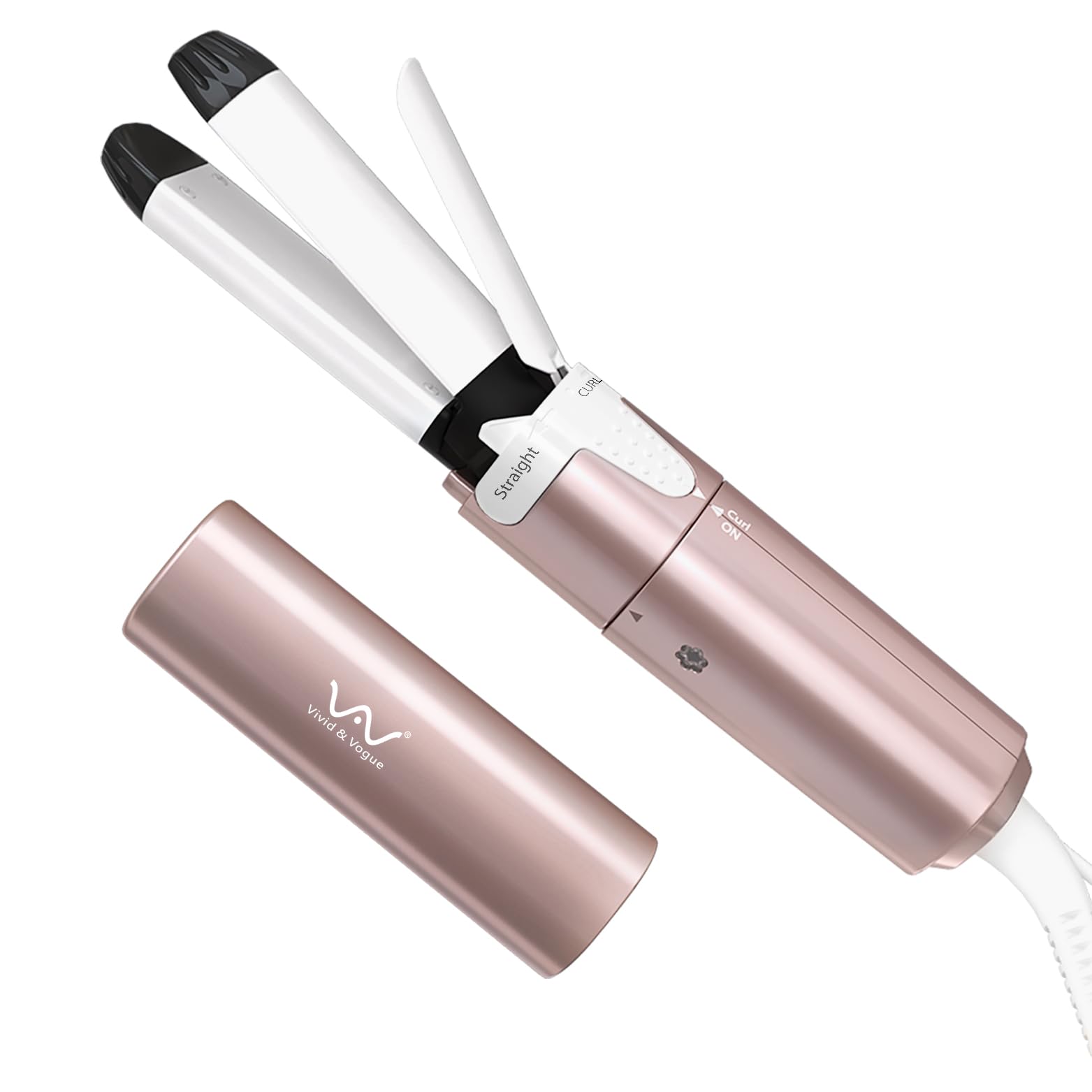 VAV Mini 2 in 1 Hair Iron Hair Straightener & Curler with Rotation Switch, 1 Inch Curling Iron Ceramic Flat Iron 400F, Portable 