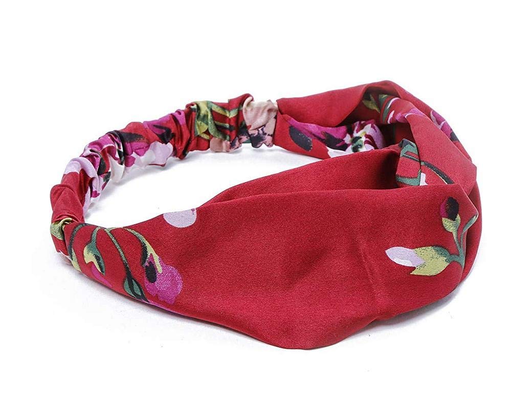 Fameza WomenS Floral Twisted Knotted Head Wrap Turband Headband Hair Band (Red) By Fameza