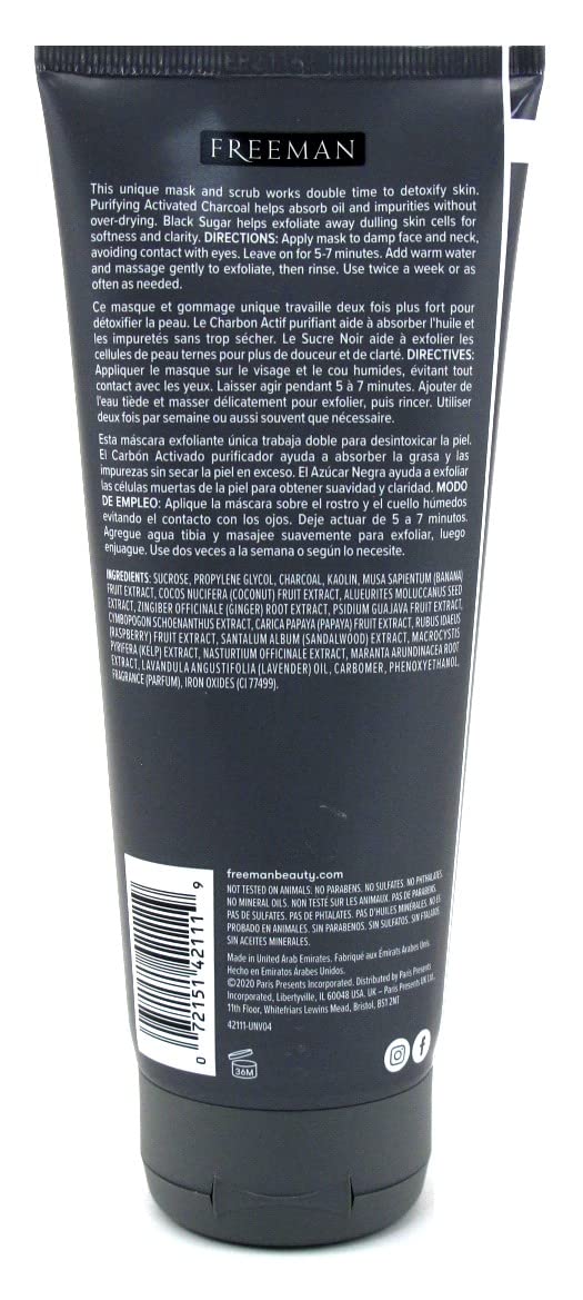 Freeman Facial Charcoal & Black Sugar Polish Mask, 18 Fl Oz, 3 Count, Pack of 1