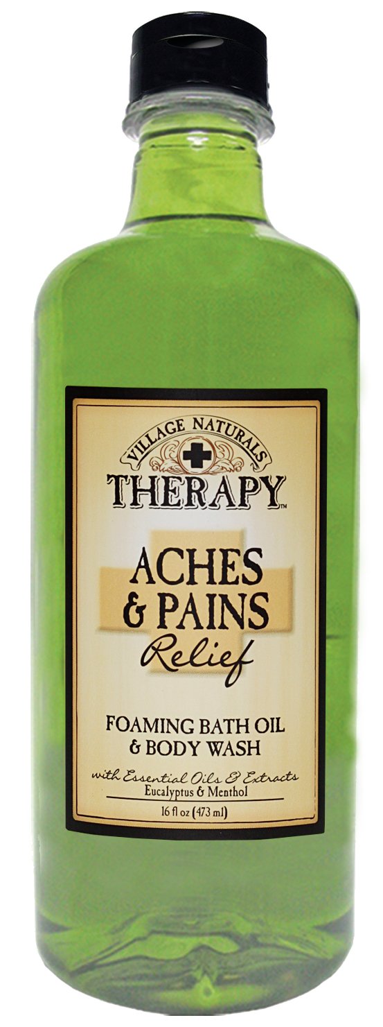 Village Naturals Therapy Foaming Bath Oil, Aches And Pains, 16 Ounce