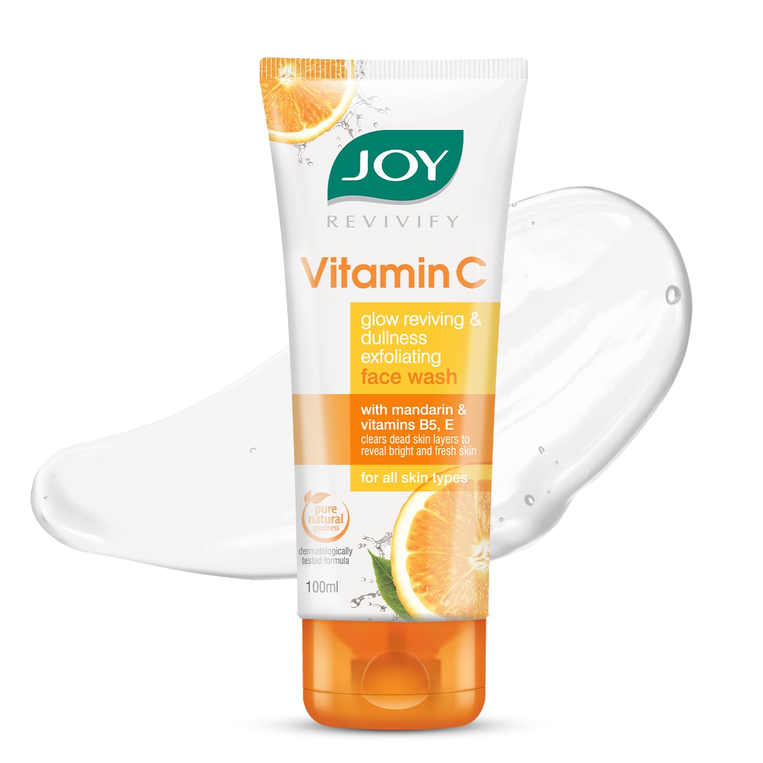 Joy Vitamin C Face Wash For Glowing Skin (100Ml) | Brightening Face Wash Enriched With Vitamin B5 & E For Sun Protection & Dead 