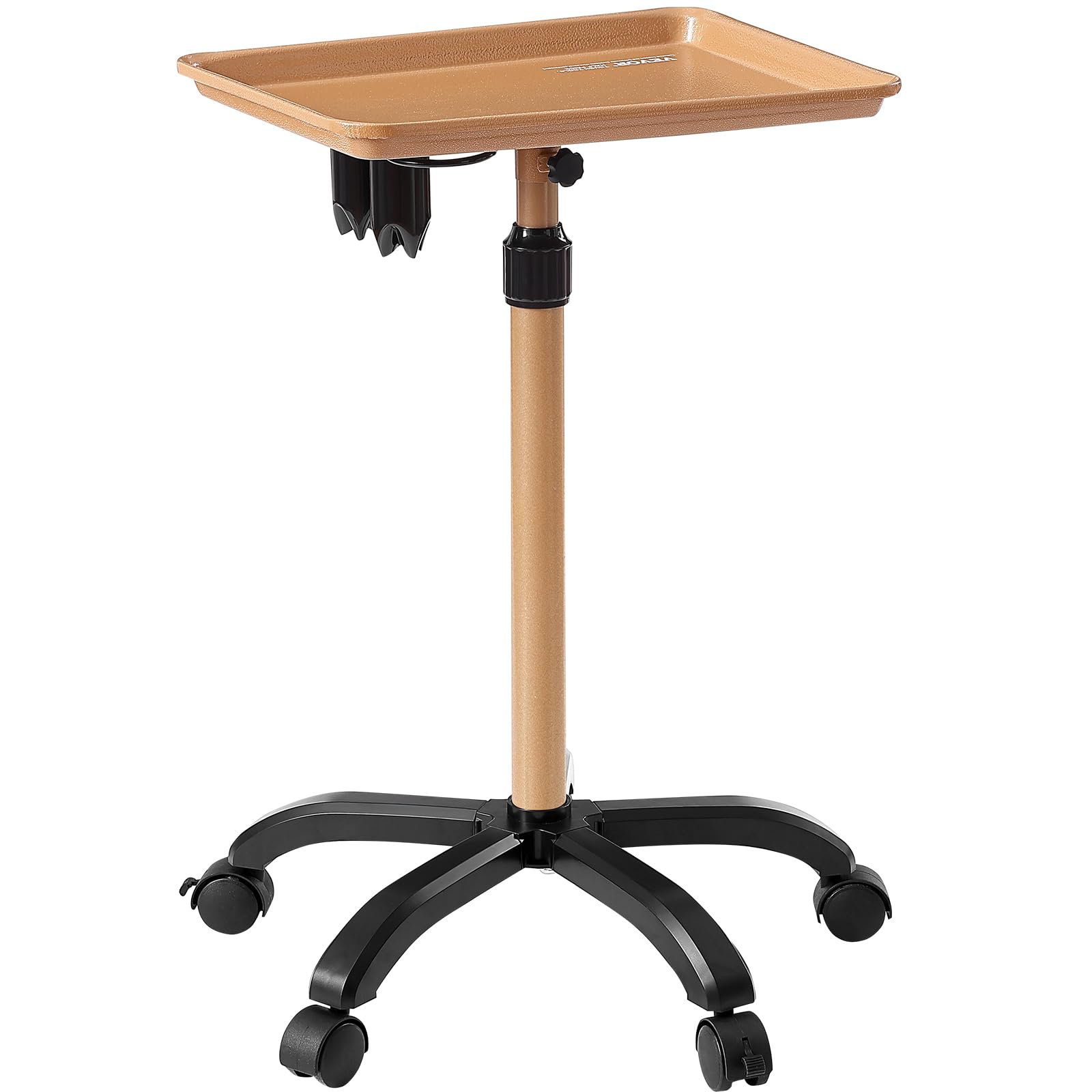 VEVOR Salon Tray Cart, 30''-43'' Height Adjustable Rolling Salon Tray, Cold-Rolled Plate Tattoo Tray with 5 Wheels (2 Lockable) 