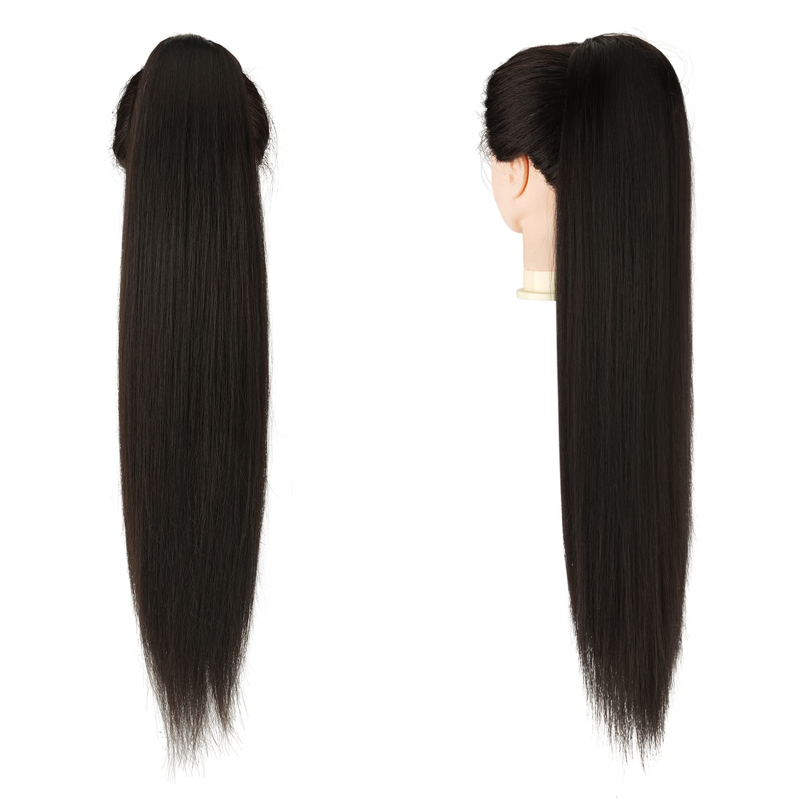 Feshfen Drawstring Ponytails Extension Long Straight Pony Tails Natural Synthetic Hairpiece Clip In Ponytails Hairpieces For Wom
