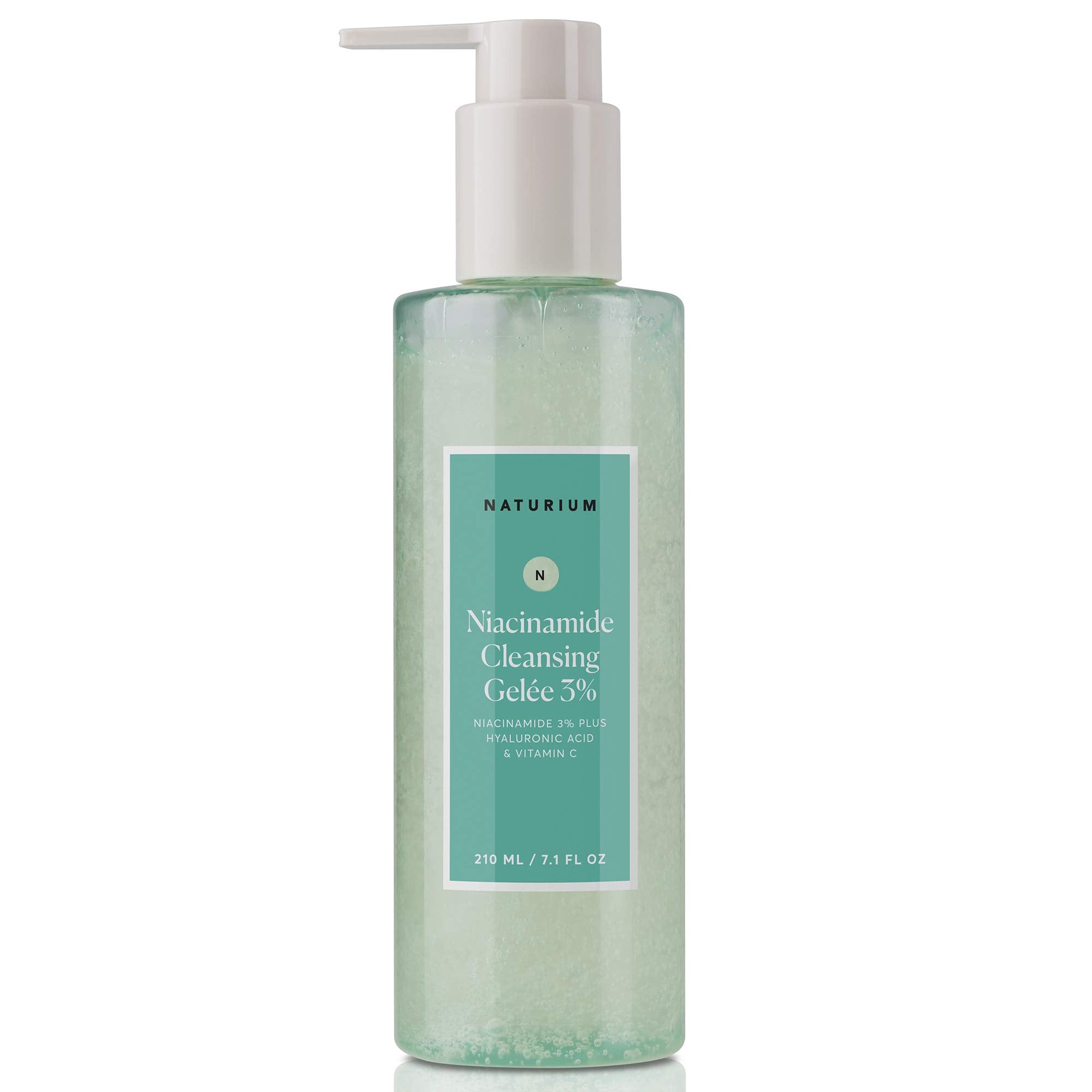 Naturium Niacinamide Cleansing Gel  e 3% Plus Hyaluronic Acid & Vitamin C, Gentle & Smoothing Face Wash, 7.1 oz