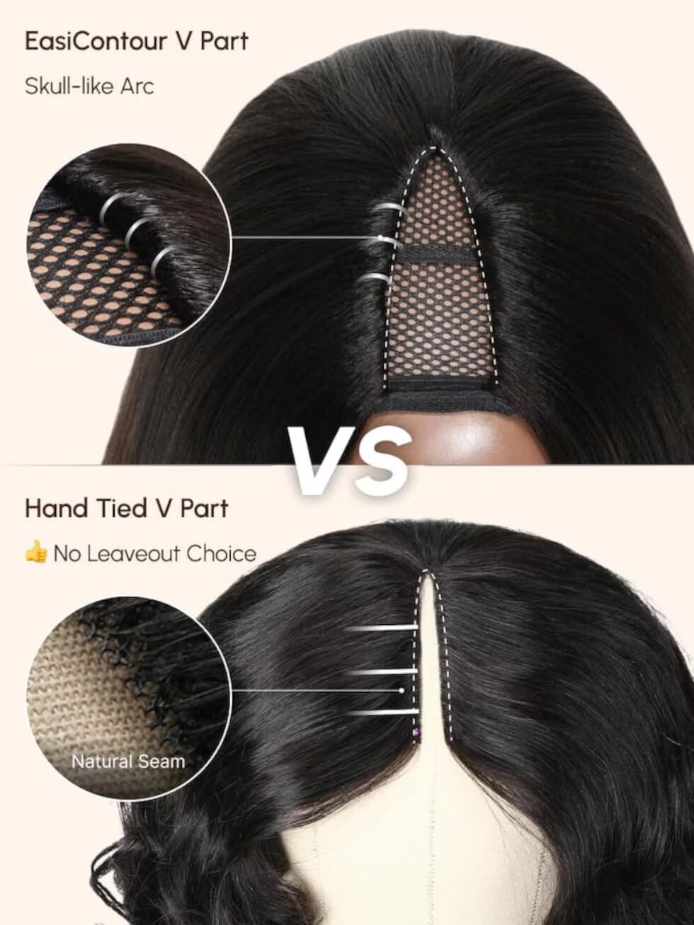 Unice Easicontour Kinky Curly V Part Wigs Human Hair Minimal Leave Out Brazilian Glueless U Part Human Hair Wig Beginner Friendl