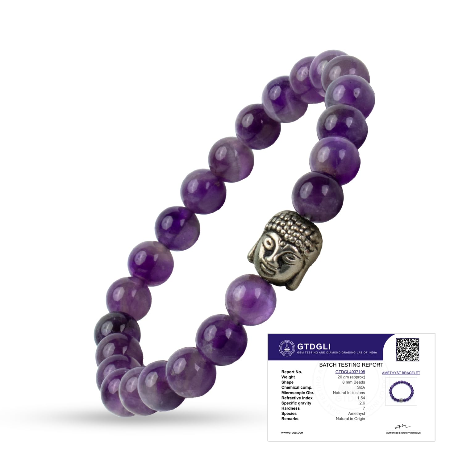 Astrotalk Amethyst Bracelet | Healing Crystal for Calmness & Spiritual Growth | Crystal Bracelet for Women & Men | Natural Amethyst Stone | Certificate of Authenticity