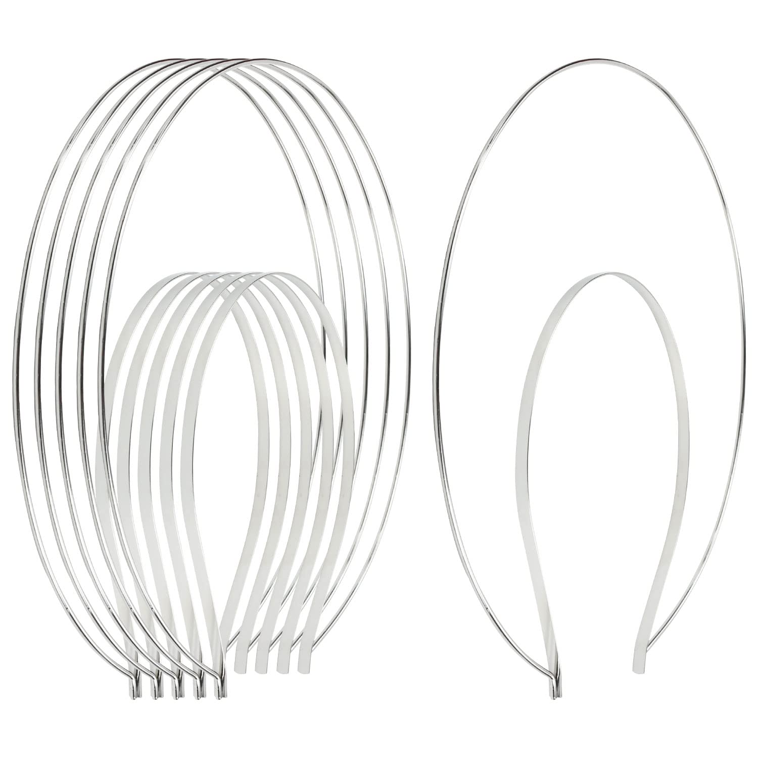 Lawie 6 Pack 2 Layer Metal Silver Queen Goddess Angel Halo Crown Headband Thin Hairbands Tiara Hair Hoops DIY Craft Plain Base W