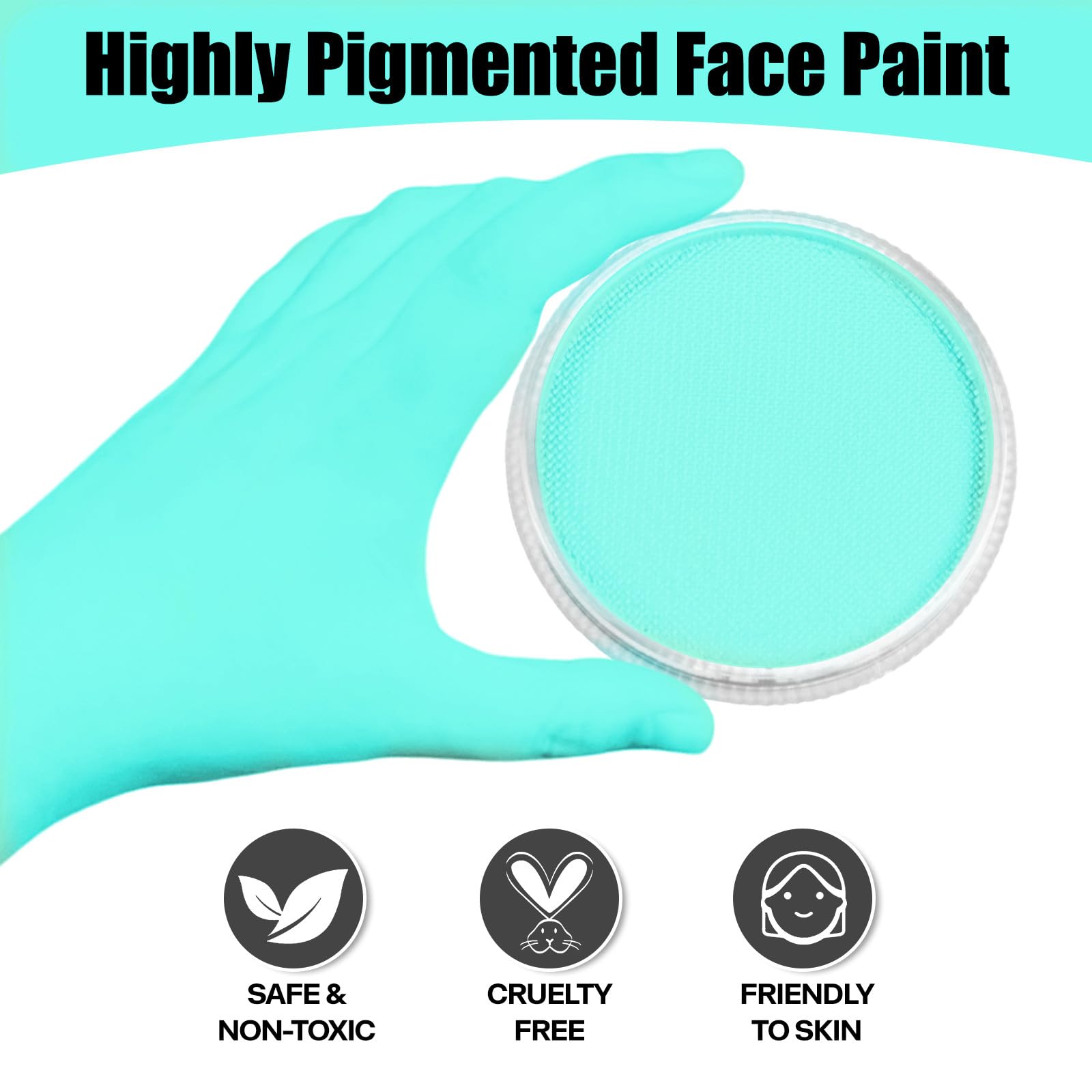 Go Ho Teal Face Paint Washable For Halloween Makeup,Creamy To Gel Water Based Teal Body Paint Full Coverage For Cosplay Sfx Cost