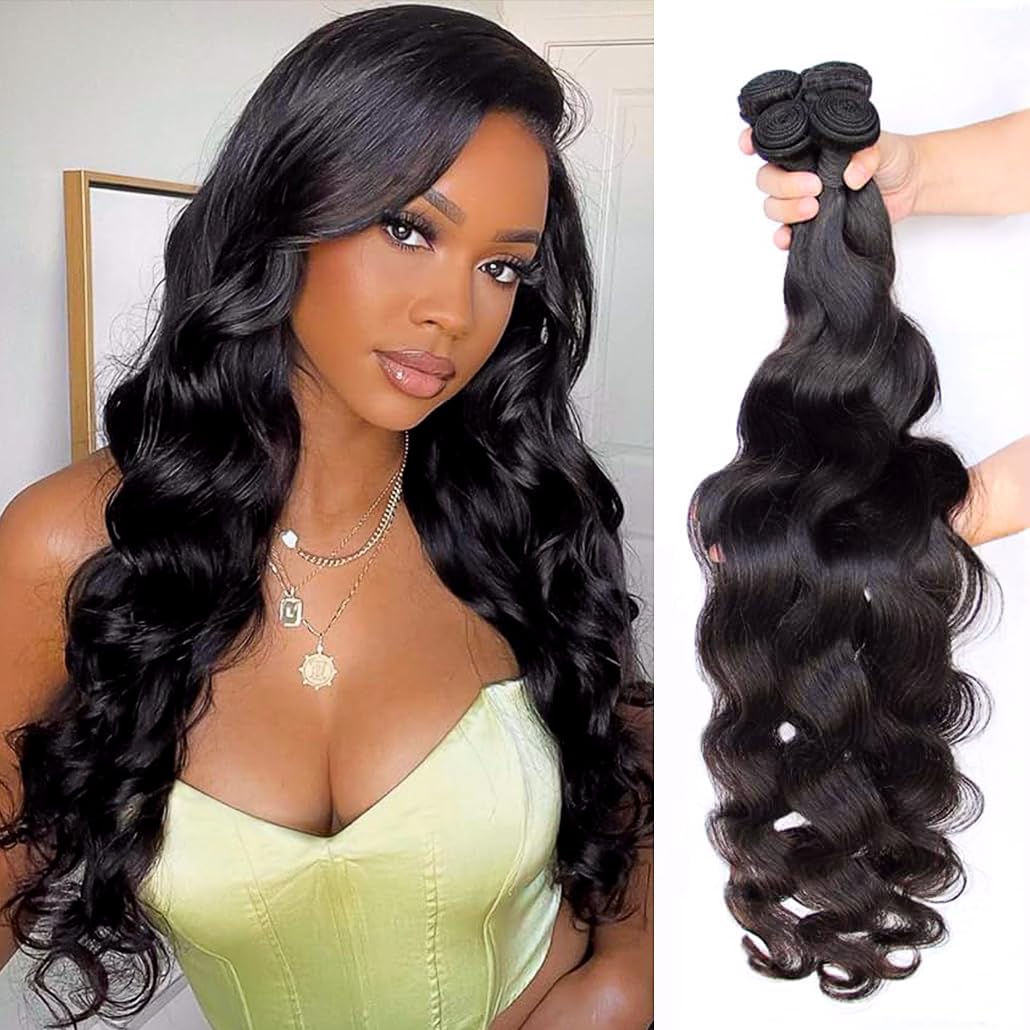 Human Hair Bundles Body Wave 4 Bundles 18 20 22 24 Inch Human Hair for Black Women 100% Unprocessed Brazilian Virgin Hair Bundle
